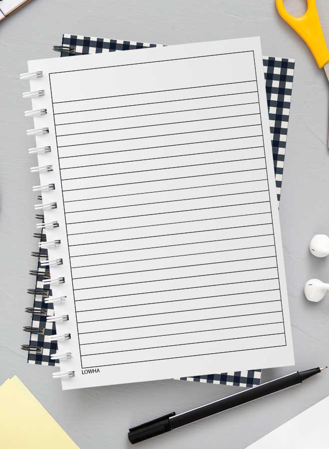 LOWHA - Gingham Checks Pattern Spiral Notebook For School And Business Note Taking With 60 Sheets Multicolour - Image 1