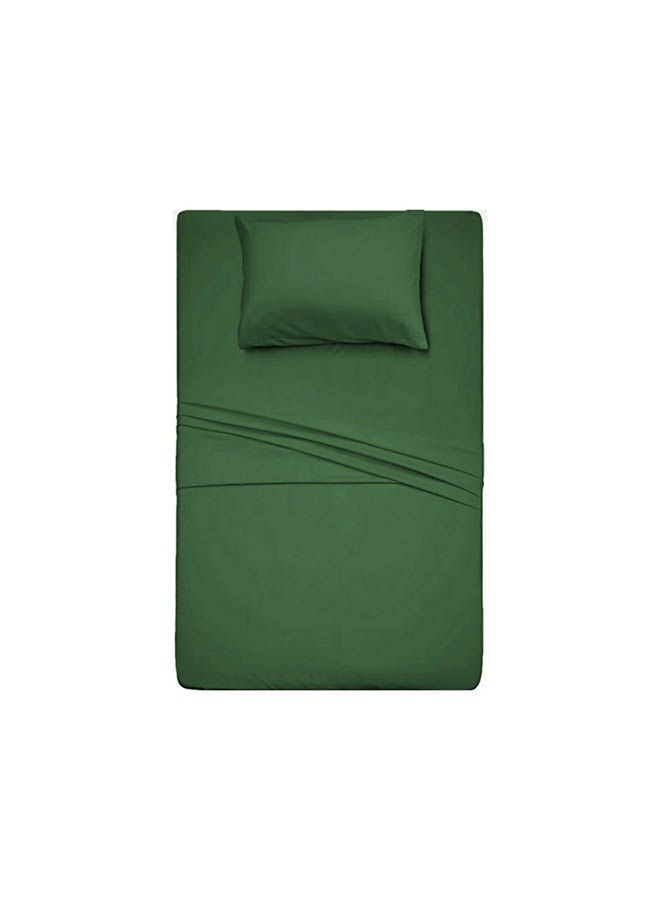 Fitted Bed Sheet Set 2 Pcs Fabric Plain Fern green 100x200cm