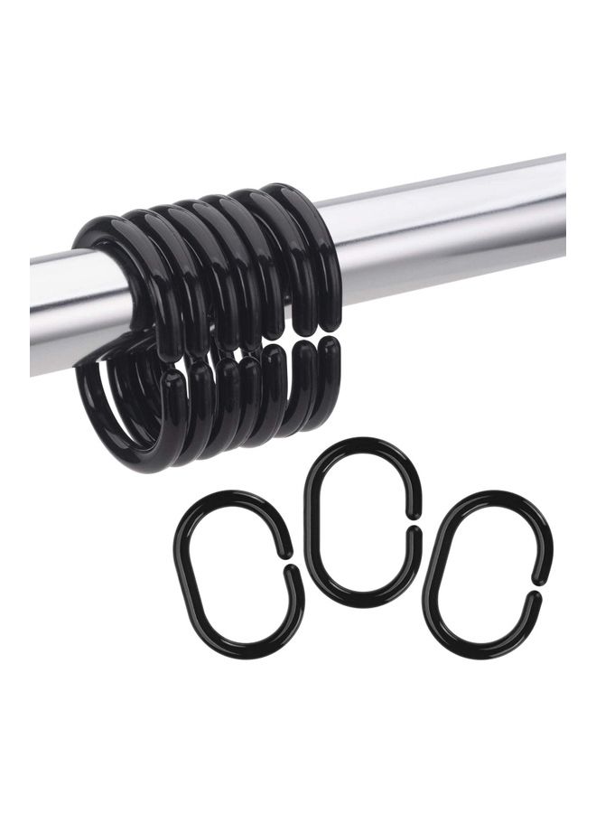 خطافات ستائر من 24 قطعة أسود 15 x 5سم  - Image 1