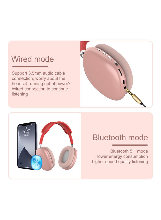 Black Tiger - Headphone Wireless P9 , With Hidden Mic Red/Pink - Image 1