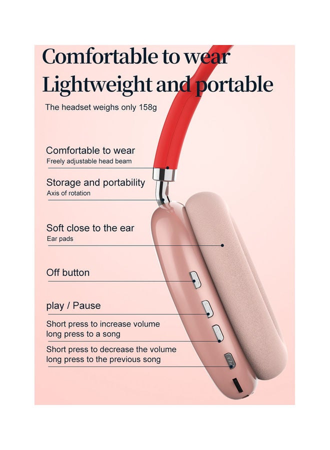 Black Tiger - Headphone Wireless P9 , With Hidden Mic Red/Pink - Image 1