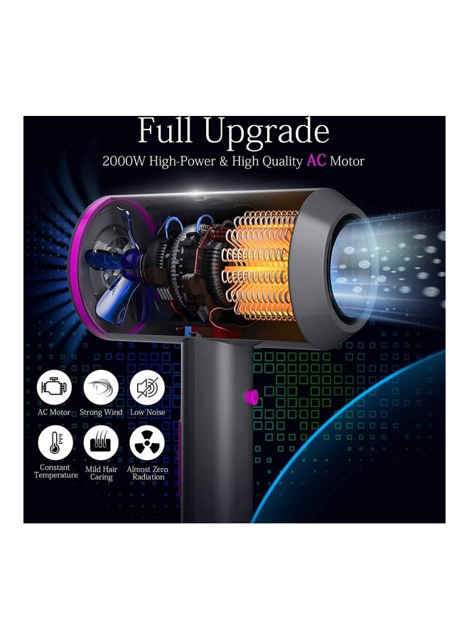 Arabest - Multi-Functional Professional Styling Fast Hair Dryer Ionic Tool With 2 Speed 3 Heat Setting, Cold Shot Button With 1 Diffuser And 2 Concentrator Grey 30 x 24 x 9cm - Image 1