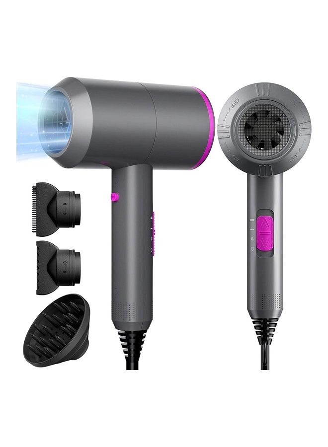 Arabest - Multi-Functional Professional Styling Fast Hair Dryer Ionic Tool With 2 Speed 3 Heat Setting, Cold Shot Button With 1 Diffuser And 2 Concentrator Grey 30 x 24 x 9cm - Image 1