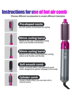 Arabest 5-In-1 Volumizer Rotating Hair Dryer And Straightener With Comb And Curling Brush Grey 28 x 22 x 5cm  - Image 3