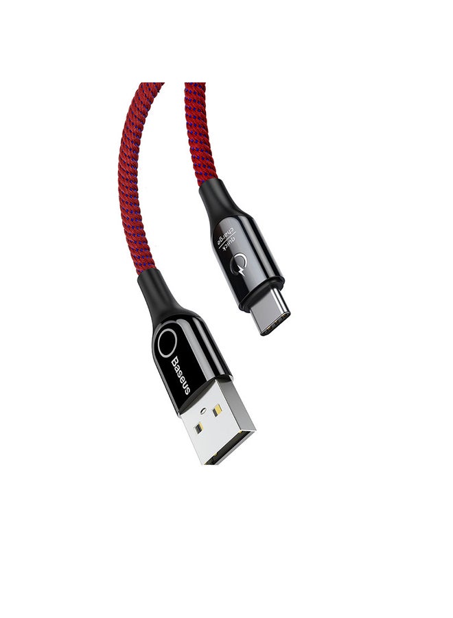 Baseus USB C Cable 3A Fast Charging Cable Light Indicator Intelligent Power-off Nylon Braided - 1M USB Type C Charger Compatible for Samsung S21 S20 S9 Note 20 10 Huawei P30 P20 Lite Mate 20 Pro P20 LG G5 G6 Xiaomi Mi 11 Ultra A2 etc Red  - Image 2