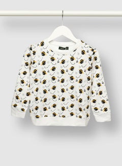 QUWA Boys Comfortable All Over Printed Cotton Casual Sweatshirt White/Black  - Image 1