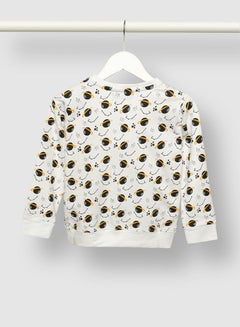 QUWA Boys Comfortable All Over Printed Cotton Casual Sweatshirt White/Black  - Image 2