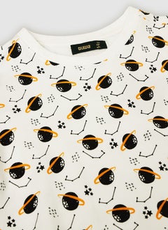 QUWA Boys Comfortable All Over Printed Cotton Casual Sweatshirt White/Black  - Image 3