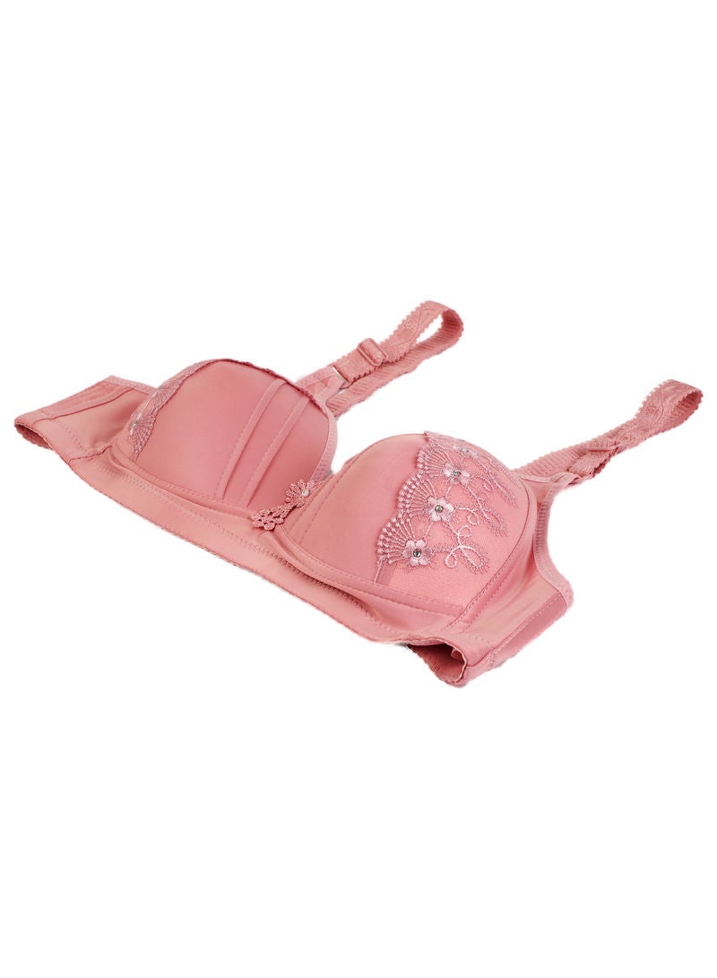 hush-hush mermaid Full Coverage Bra with Lace Detail Pink - Image 2