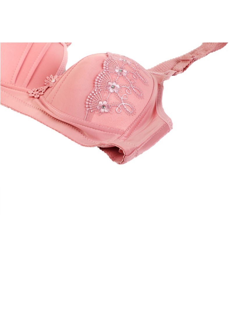hush-hush mermaid Full Coverage Bra with Lace Detail Pink - Image 3