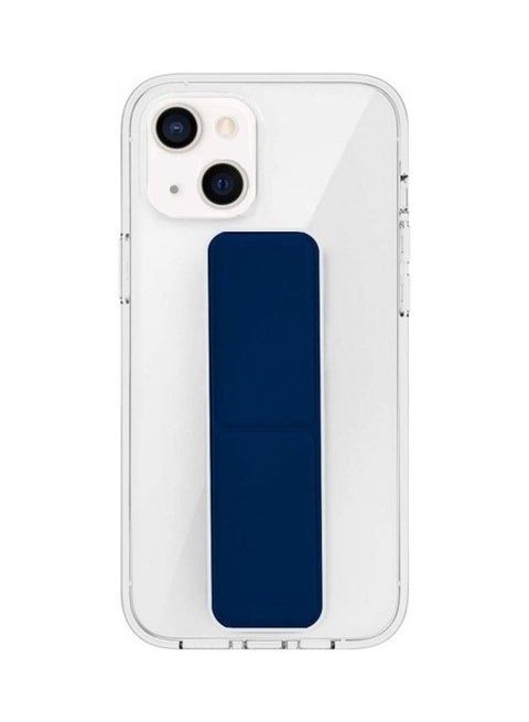 Protective Hand Grip Finger Strap Stand Case Cover for iphone 13 Blue/Clear