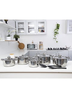 Royalford 12-Piece Stainless Steel Cookware Set Stainless Steel 26x12.8cm  - Image 2