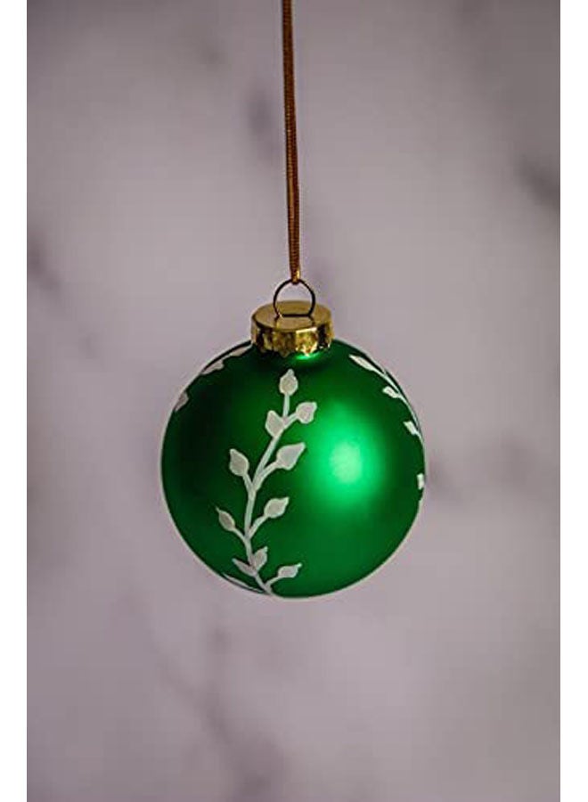 Christmas Ball Glass, Small Drawing -Box Of 6 Green