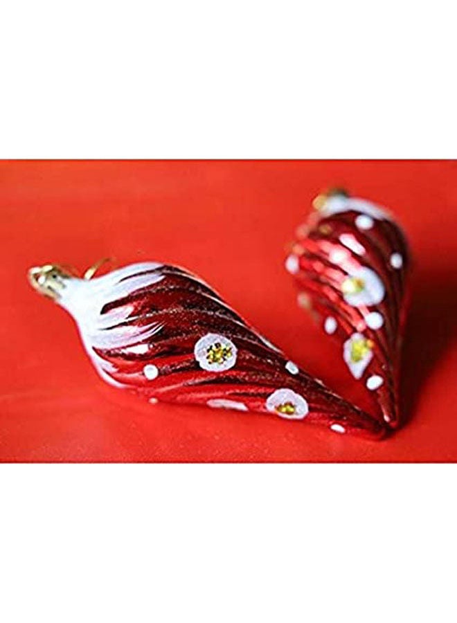 Christmas Decorations - Carrot Shape - Glitter Pattern - Box Of 6 White