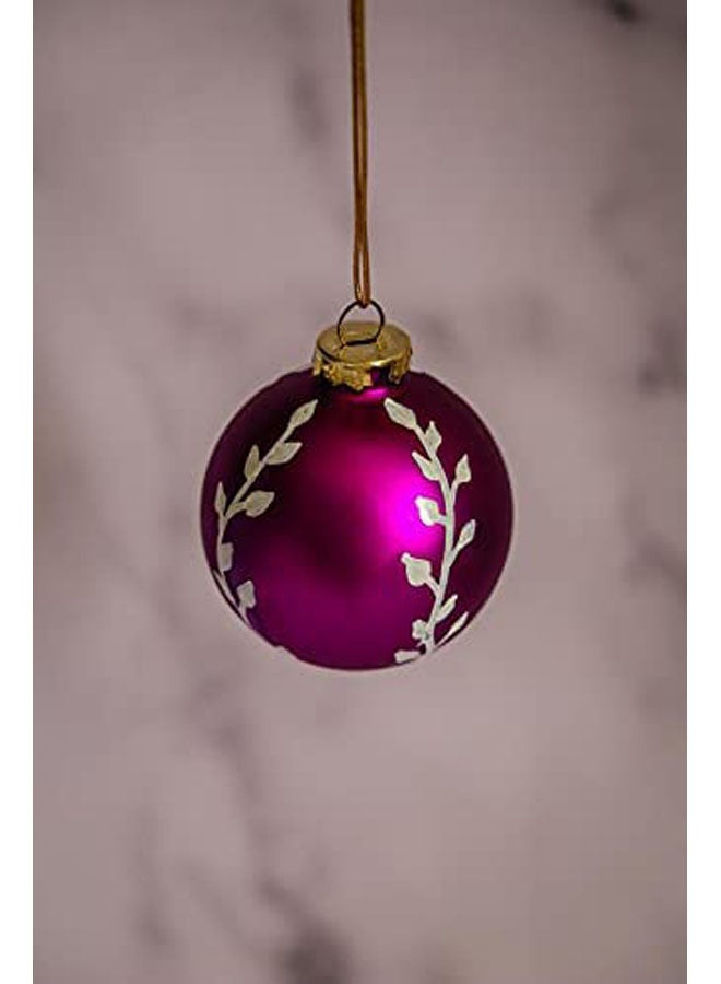 Christmas Ball, Small Painted Glass -Box Of 6 Mauve