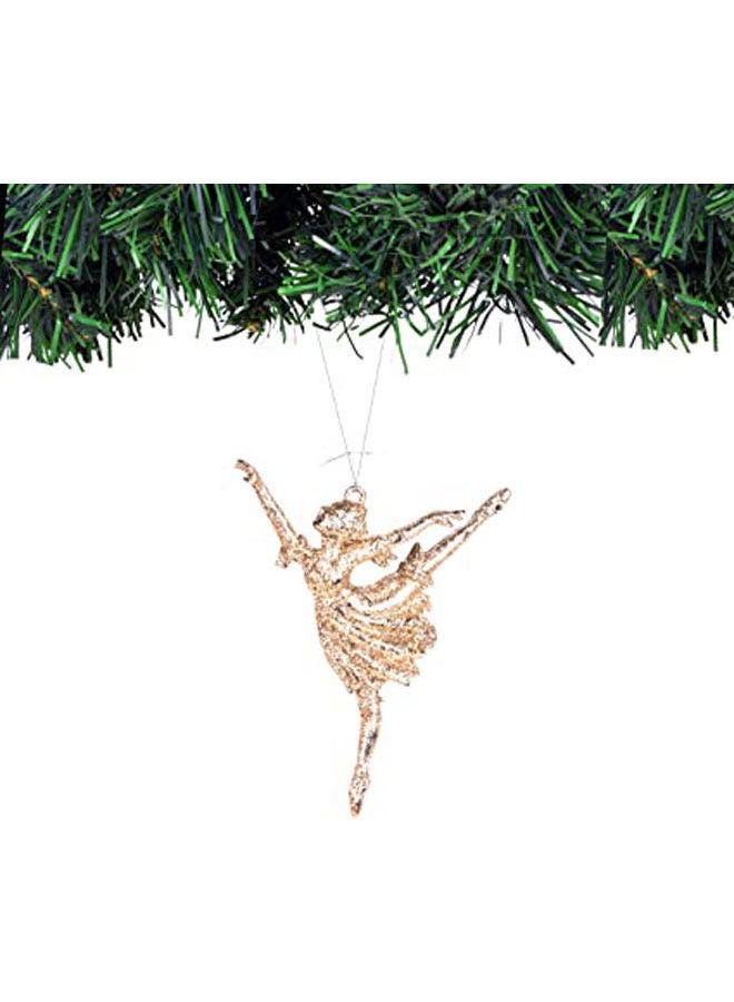 Christmas Ornament Dancing Ballerina Shape - Set Of 2 - Christmas Decoration Multicolour 