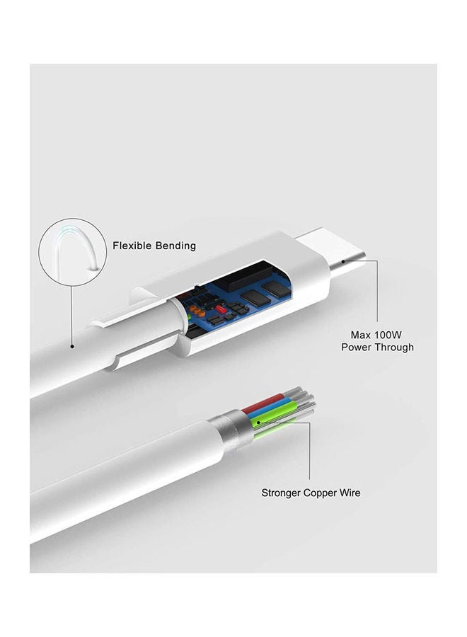 2-Piece Type-C Fast Charging Cord White
