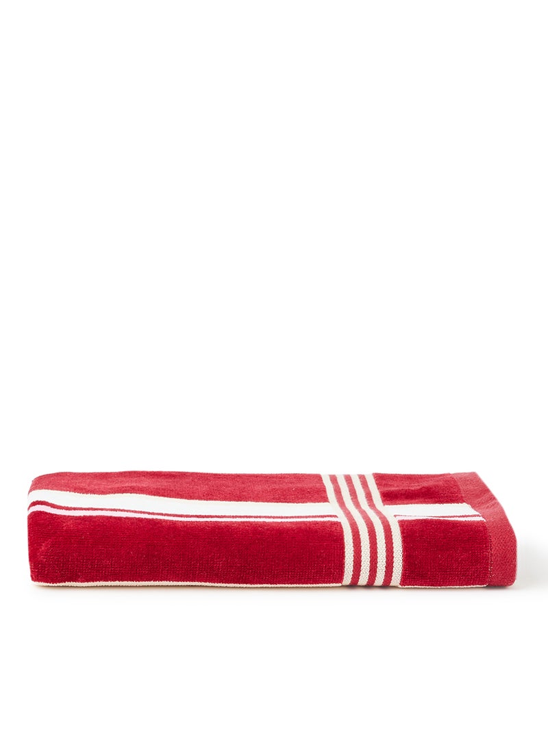 White Rose Towel 100% Cotton Yarn Dyed Stripe 500 Gsm Extra Observency Hand  Maroon/White 50x90cm Maroon/White 50x90cm  - Image 1