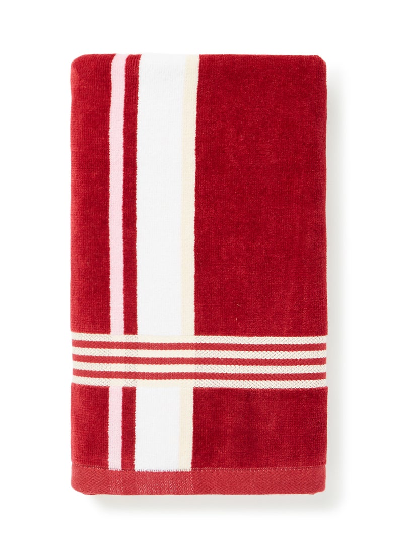 White Rose Towel 100% Cotton Yarn Dyed Stripe 500 Gsm Extra Observency Hand  Maroon/White 50x90cm Maroon/White 50x90cm  - Image 2