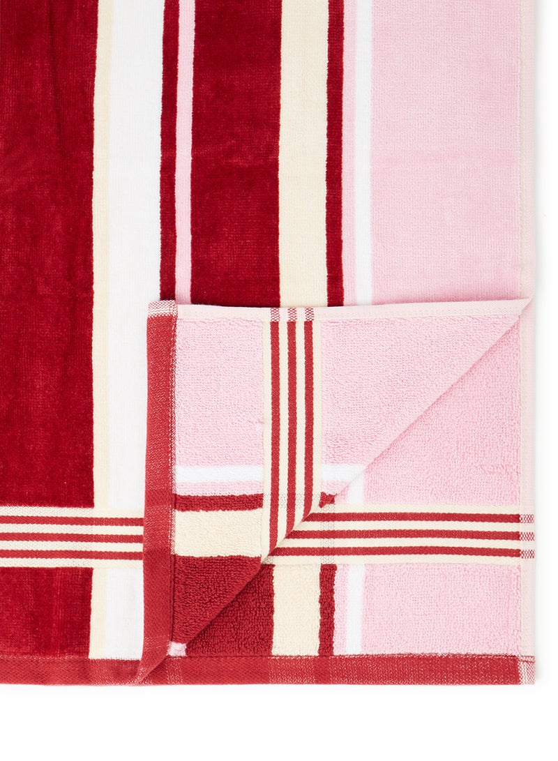 White Rose Towel 100% Cotton Yarn Dyed Stripe 500 Gsm Extra Observency Hand  Maroon/White 50x90cm Maroon/White 50x90cm  - Image 4
