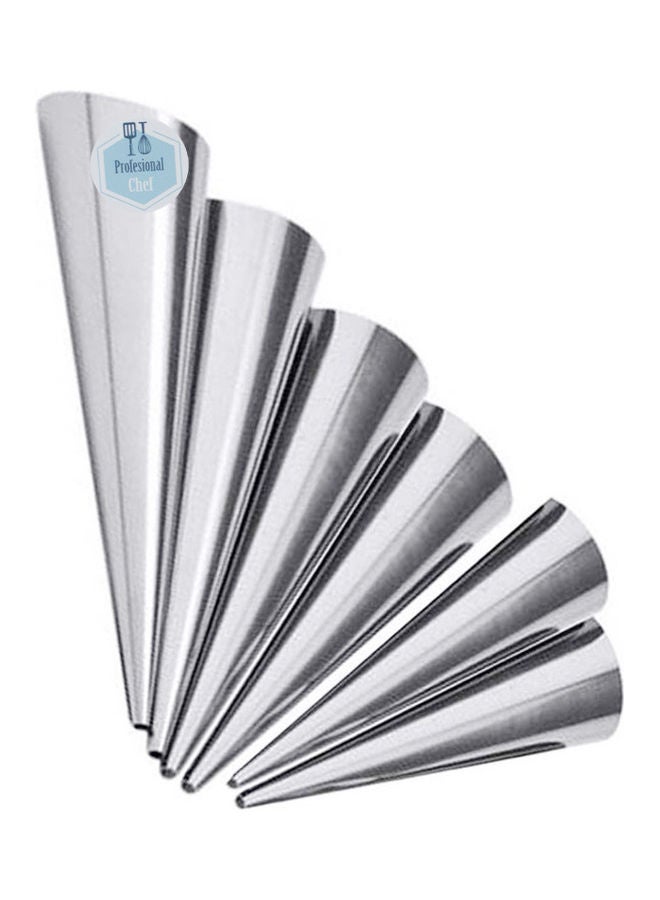 Professional Chef 6-Piece Spiral Croissants Pastry Conical Baking Mould Silver 12.5x3x3cm - Image 3