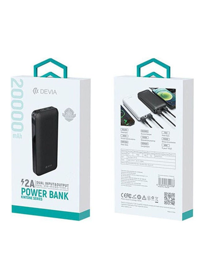 devia 20000 mAh Kintone Series Power Bank 20000 mah Dual input - output BLack