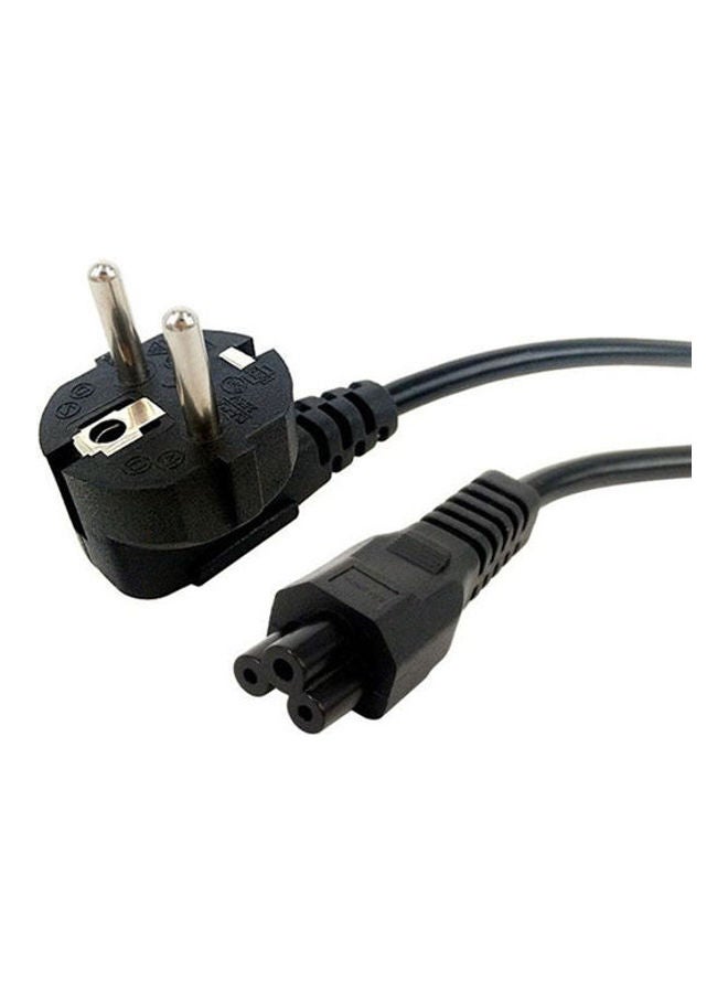 كابل طاقة محول للابتوب مع قابس أوروبي لون أسود.