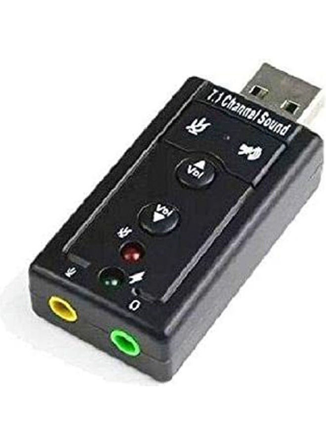 أليش USB 2.0 External Sound Card 7.1 Channel Stereo Audio Adapter With 3D Surround For HP/Lenovo/Dell/Acer/Sony And More Black 