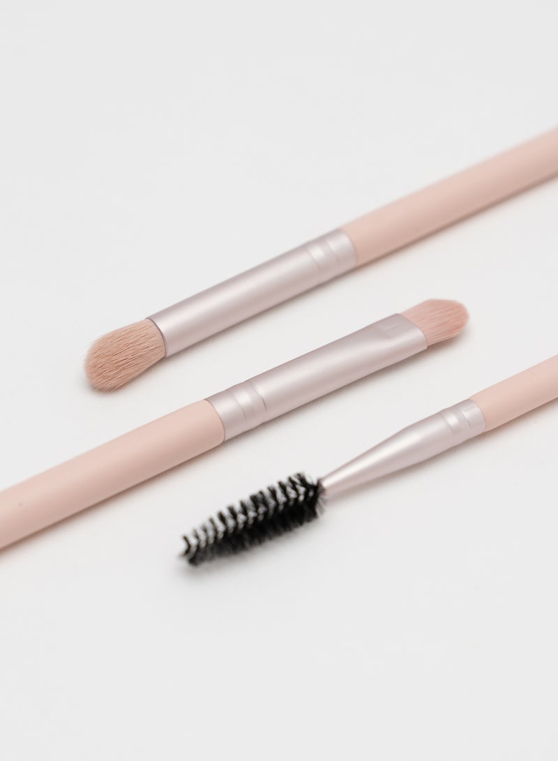 Aila - 3-Piece Makeup Eye Brush Set Baby Pink - Image 1