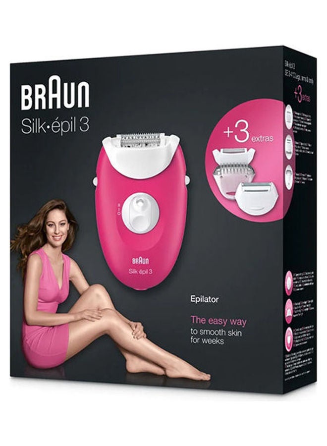 BRAUN Silk-Epil 3 Epilator With Shaver Head Raspberry Pink 260grams - Image 2