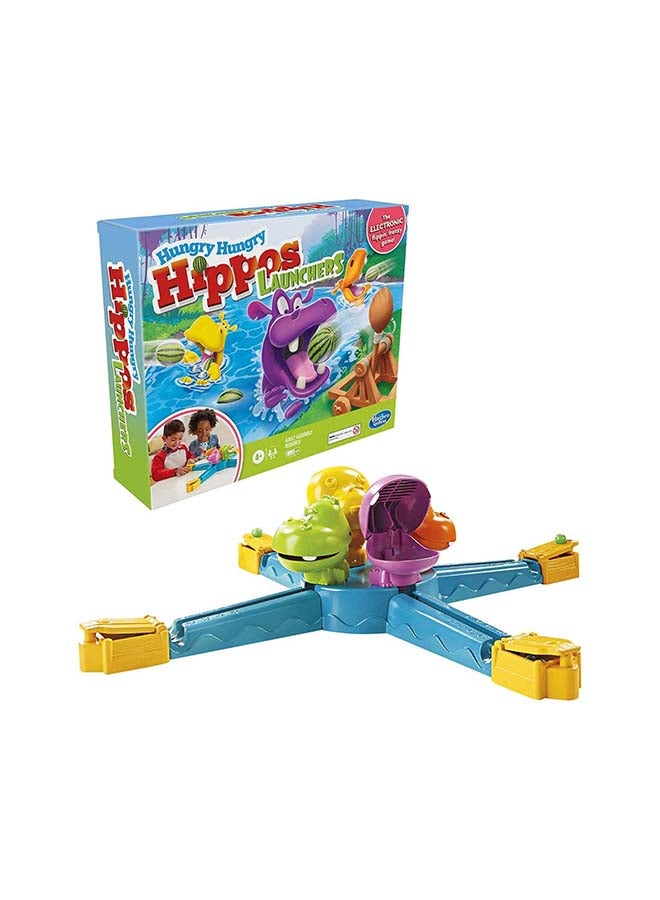 HASBRO - GAMING Hungry Hungry Hippos Launchers Game For Kids Ages 4 And Up, Electronic Pre-School Game For 2-4 Players 1 Players  - Image 1
