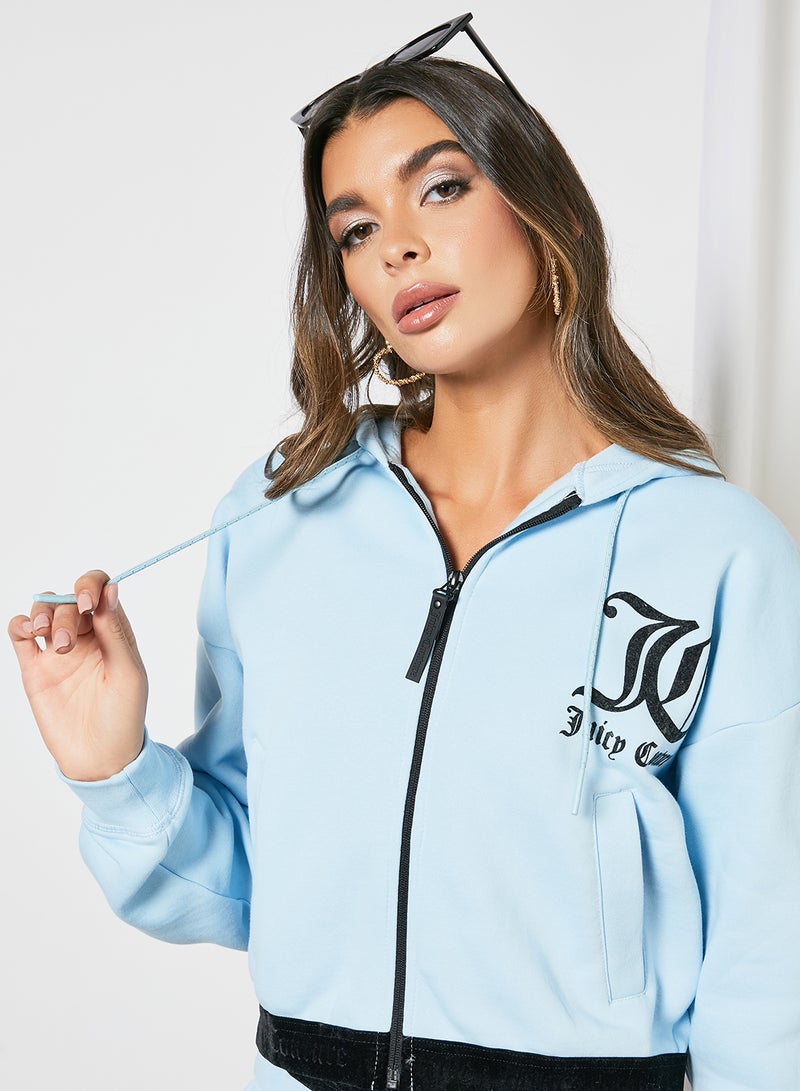 Juicy Couture Logo Zip Through Jacket Blue  - Image 4