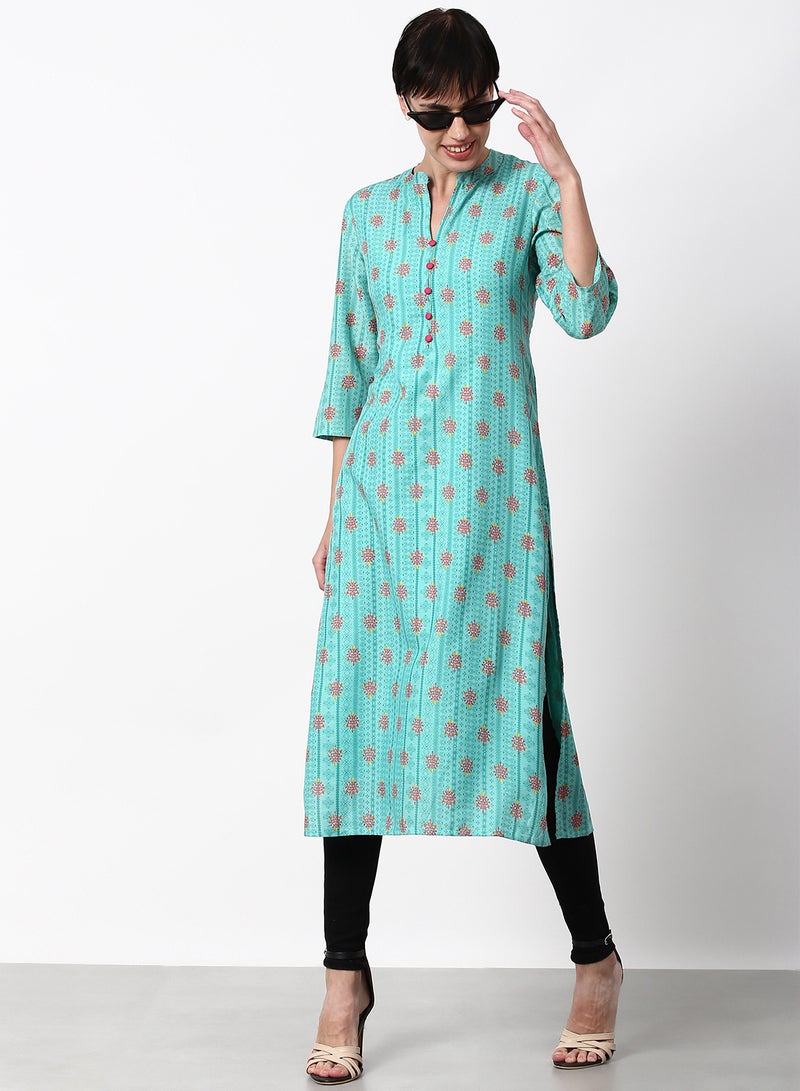 ABOF - Regular Fit Casual Kurta Blue - Image 1