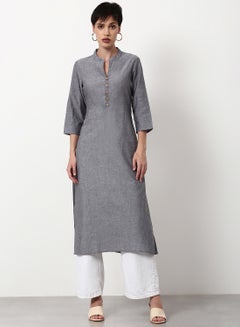 Regular Fit Casual Kurta Grey