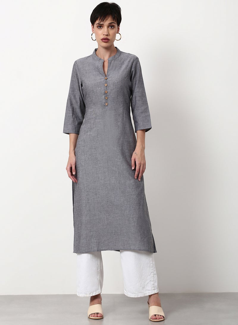 ABOF - Regular Fit Casual Kurta Grey - Image 1