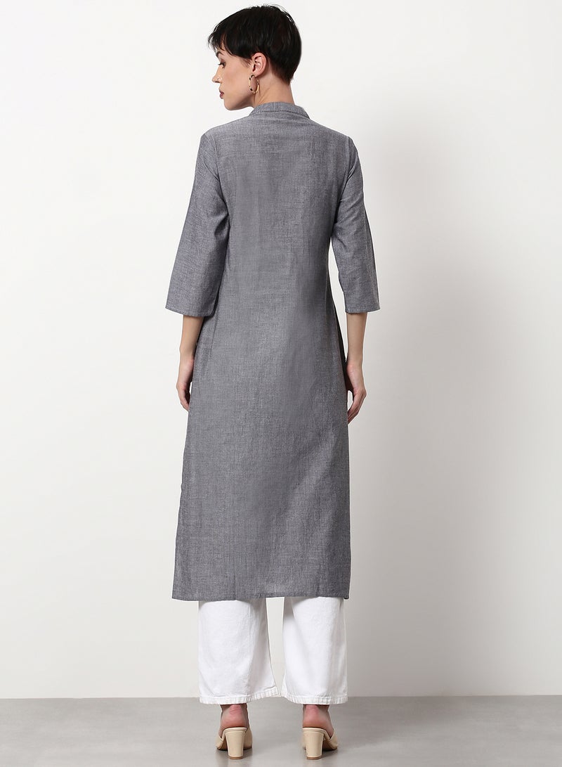 ABOF - Regular Fit Casual Kurta Grey - Image 1