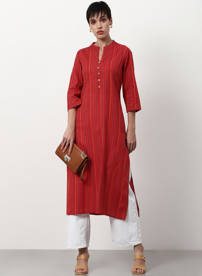 ABOF - Regular Fit Casual Kurta Red - Image 1