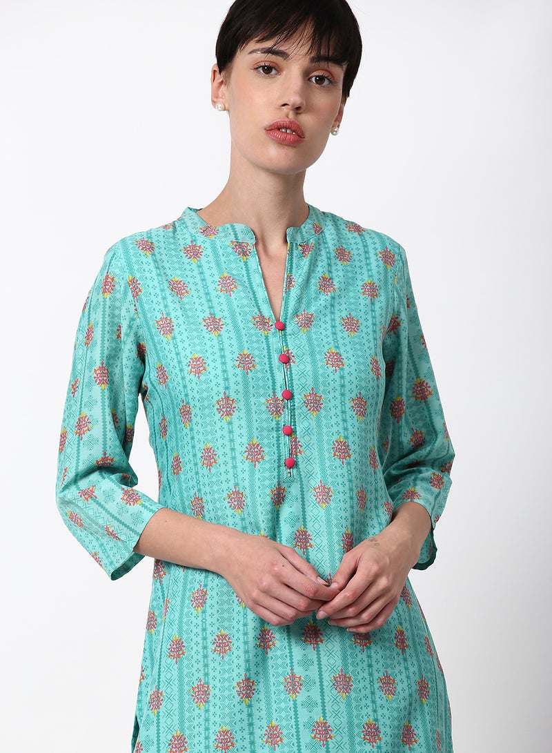 ABOF - Regular Fit Casual Kurta Blue - Image 1