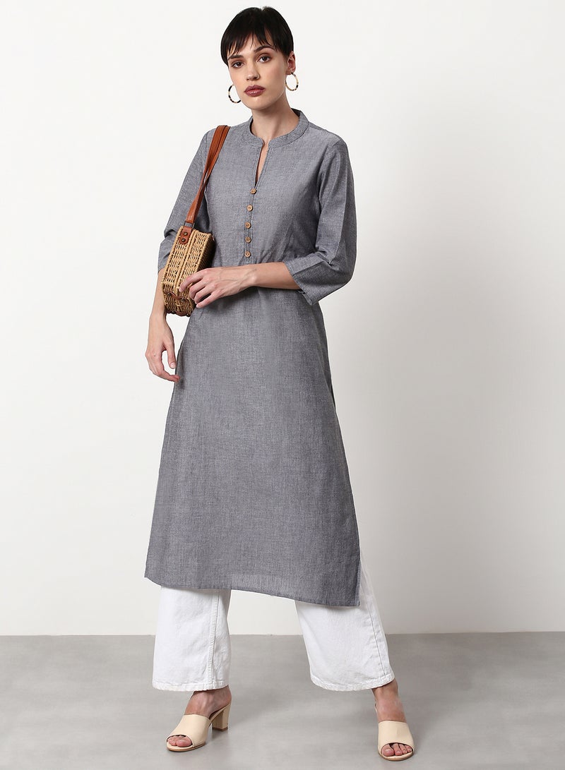 ABOF - Regular Fit Casual Kurta Grey - Image 1