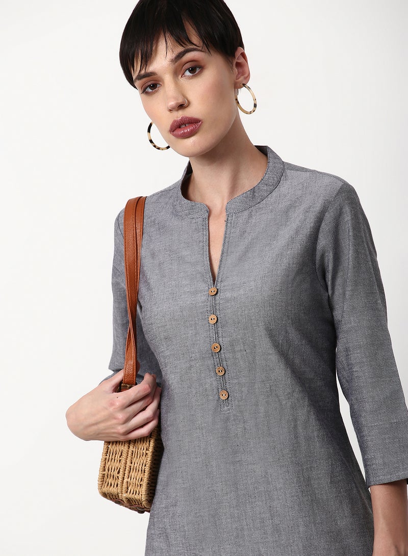 ABOF - Regular Fit Casual Kurta Grey - Image 1