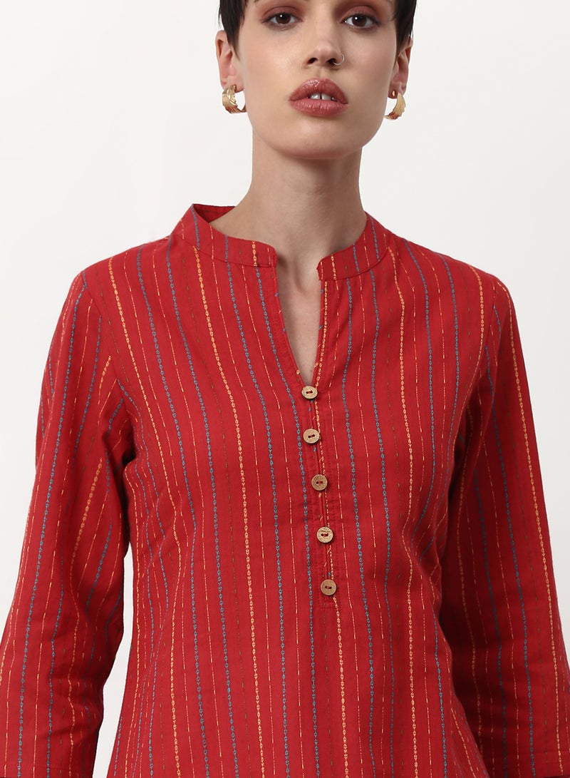 ABOF - Regular Fit Casual Kurta Red - Image 1