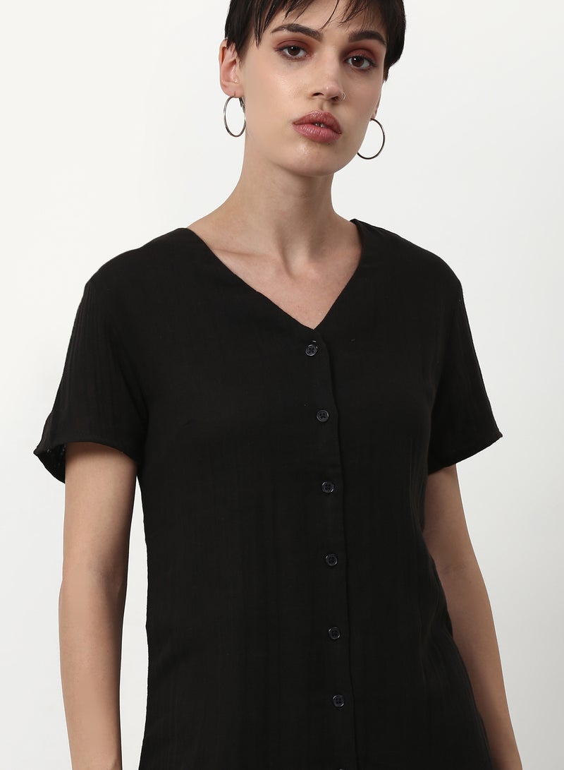 ABOF - Solid Pattern Regular Fit Midi Dress Black - Image 1
