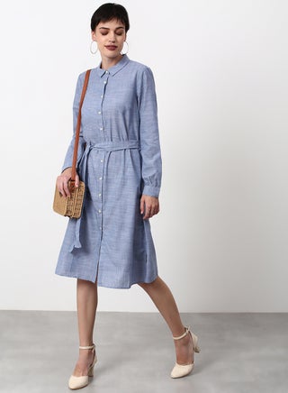 Regular Fit Casual Dress Light Blue