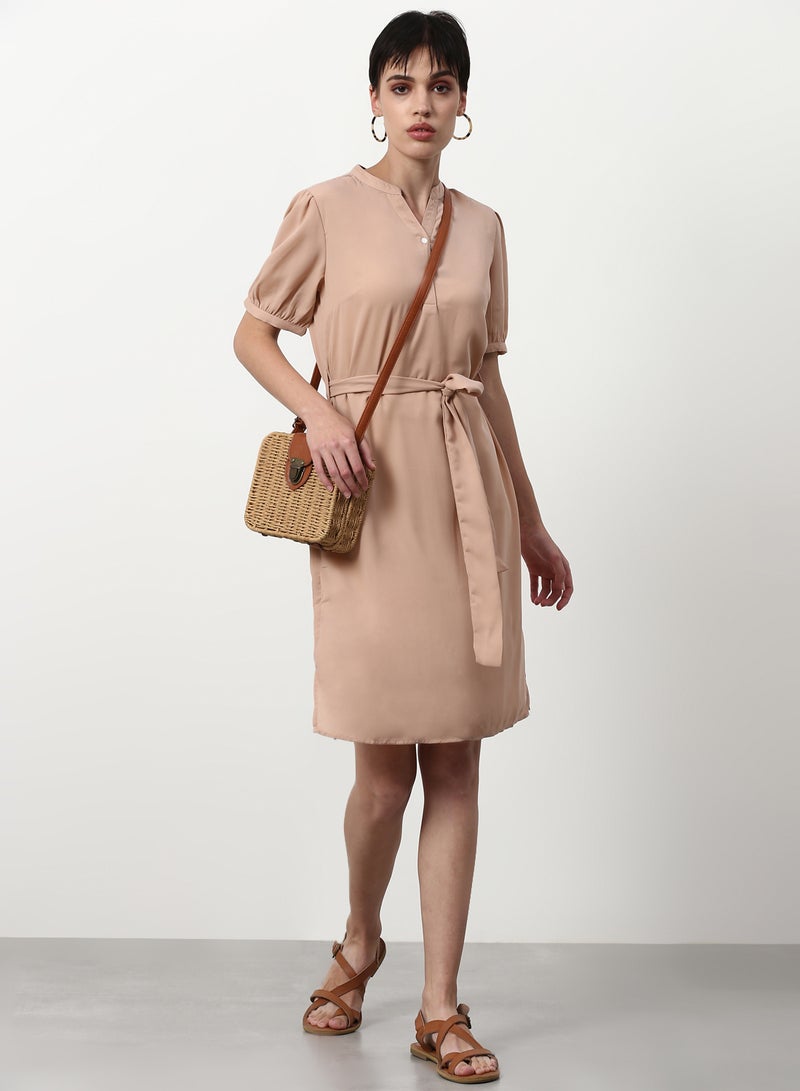 ABOF - Regular Fit Casual Dress Beige - Image 1