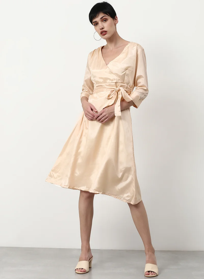 ABOF Regular Fit Casual Dress Beige