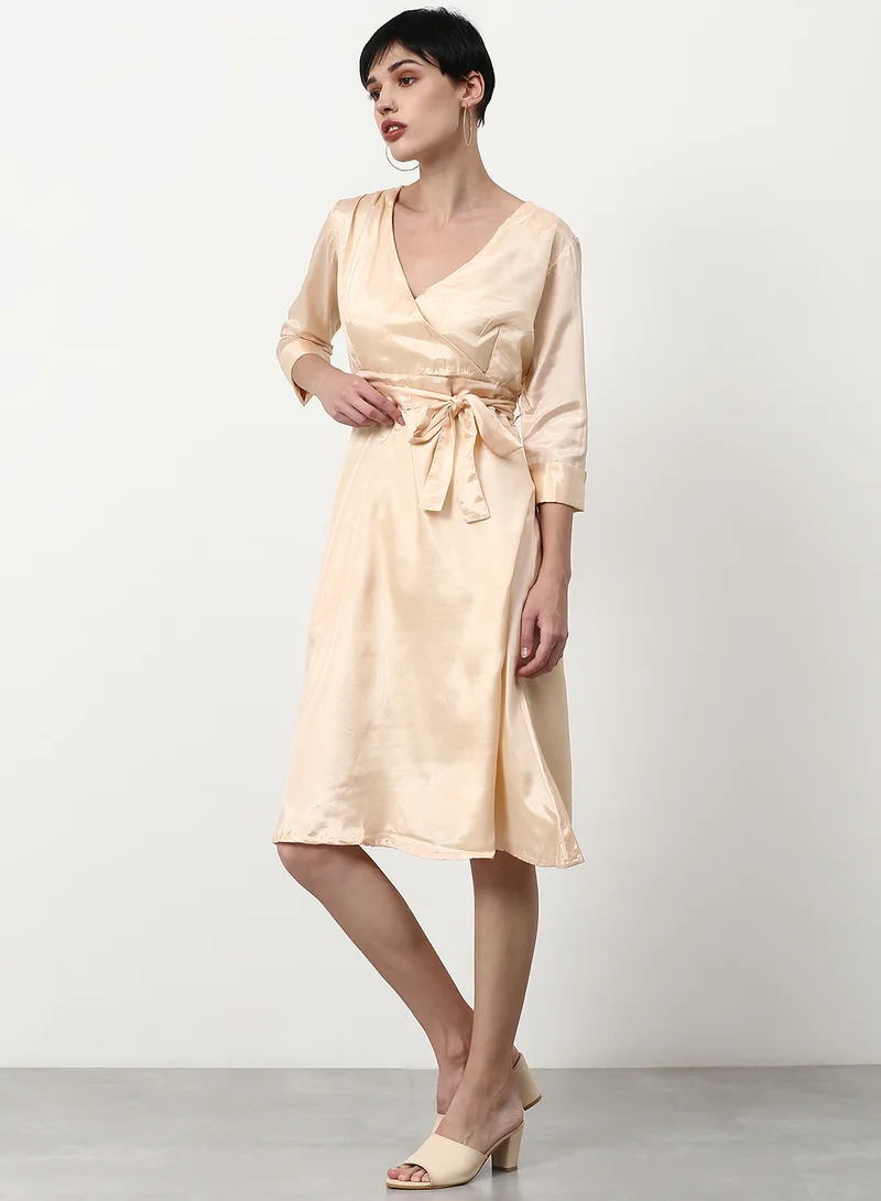 ABOF Regular Fit Casual Dress Beige