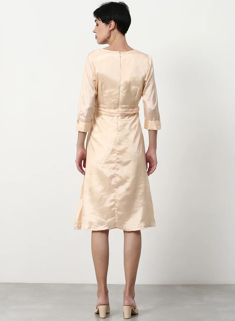 ABOF Regular Fit Casual Dress Beige