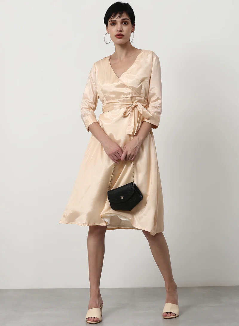 ABOF Regular Fit Casual Dress Beige