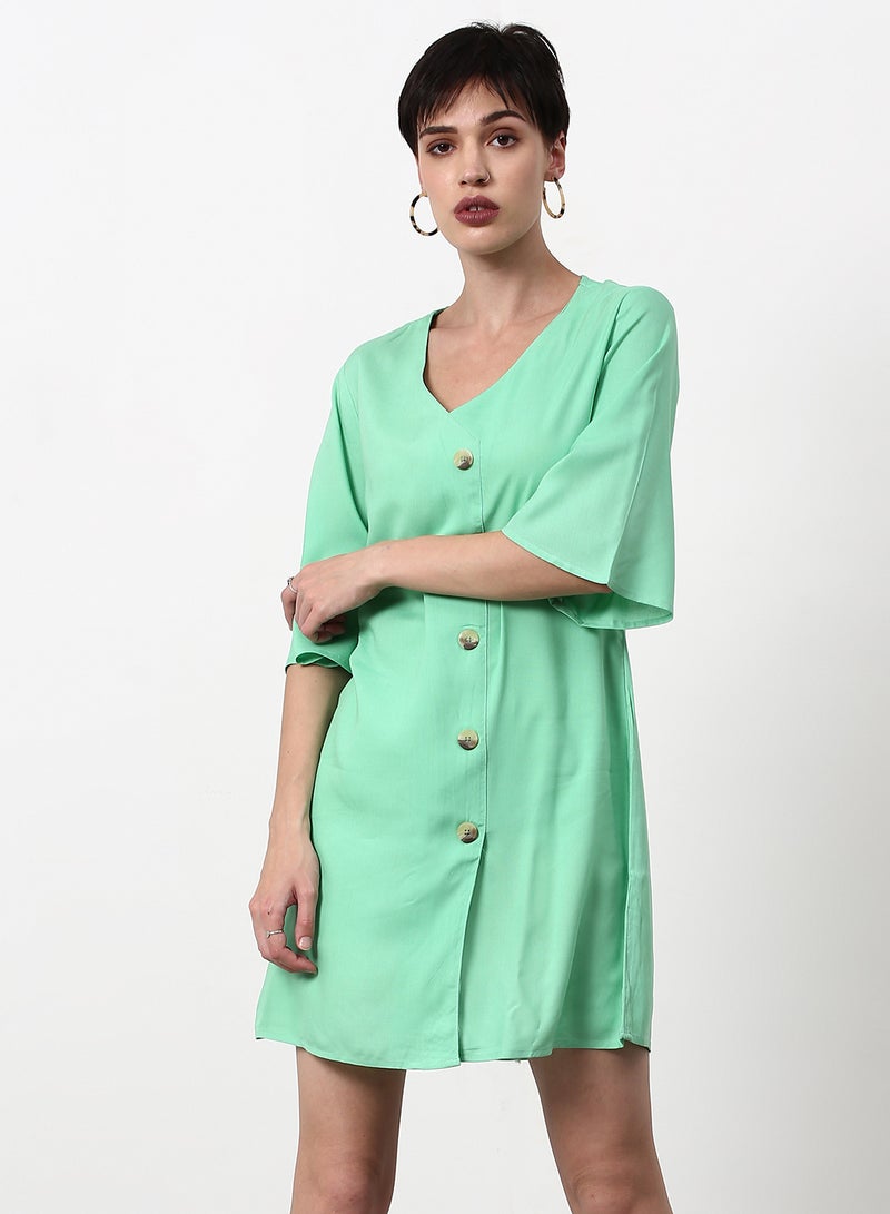 ABOF Regular Fit Casual Dress Light Green  - Image 1