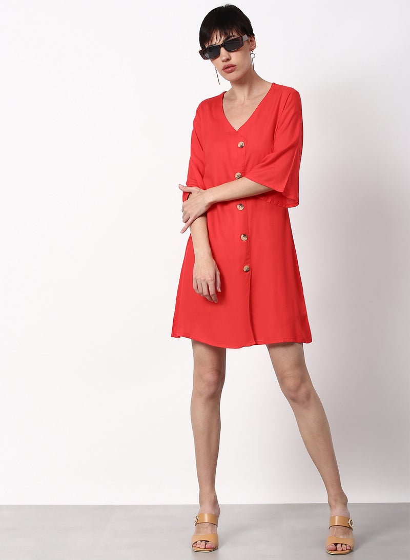 ABOF Regular Fit Casual Dress Red - Image 3